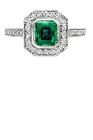Ingle & Rhode Octagonal Emerald & Diamond Ring