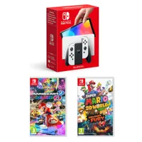 Nintendo Switch OLED (White) | Super Mario 3D World &amp; Mario Kart 8: £389.97 at Very