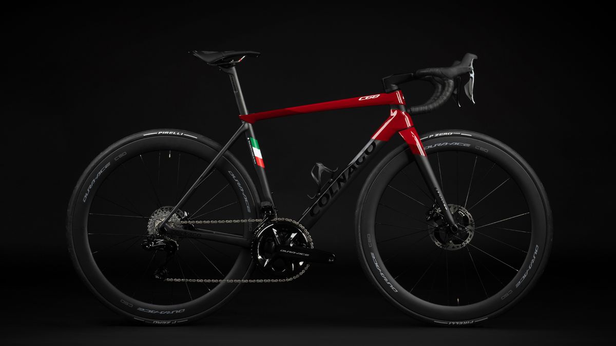 A Colnago C68 on a black background
