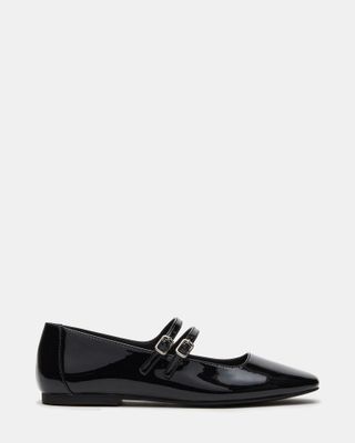 Alisah Black Patent Mary Jane Flat | Women's Flats 
 Steve Madden