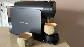brewing a coffee with the morning coffee maker