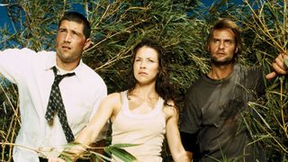 MATTHEW FOX as Jack, EVANGELINE LILLY as Kate, JOSH HOLLOWAY as Sawyer on Lost