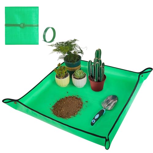 Hnxtyaob Repotting Mat for Indoor Plant Transplanting and Mess Control 27"x 27" Thickened Waterproof Potting Tray Foldable Succulent Potting Mat Portable Gardening Mat Garden Gifts for Women &amp;amp; Men