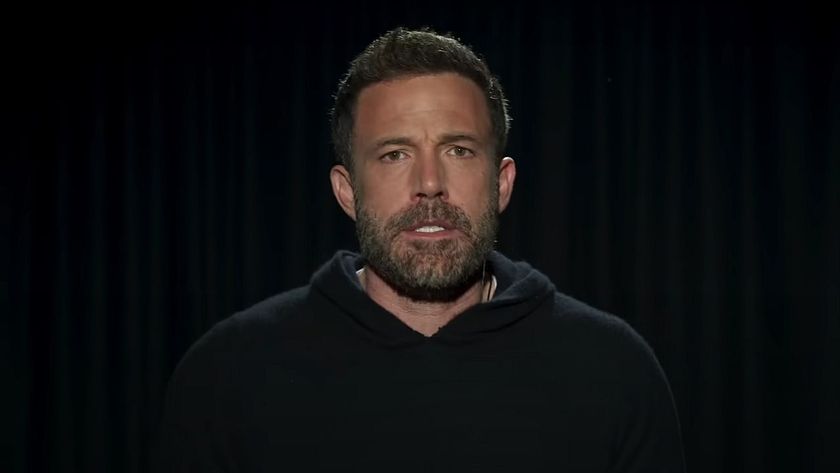 Ben Affleck in Clerks III, close up, and wearing a black hoodie