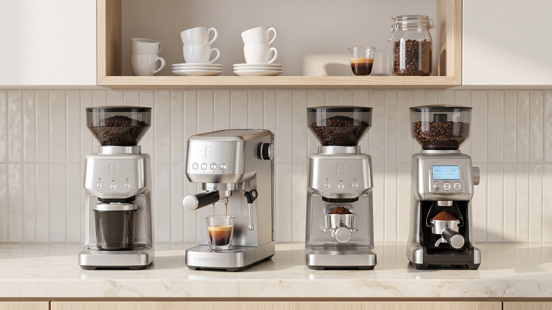 A selection of Casabrews coffee machines in a kitchen.
