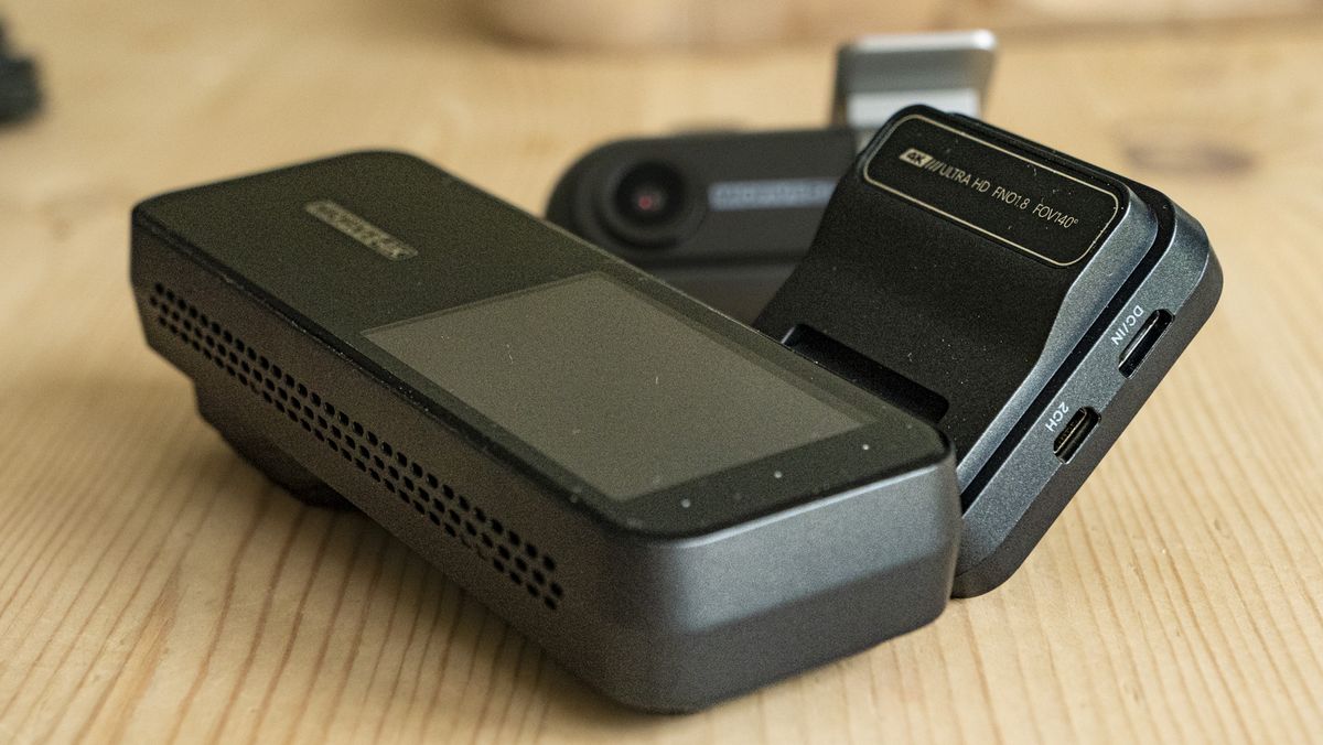 Miofive Dual Dash Cam connectivity ports on the front camera