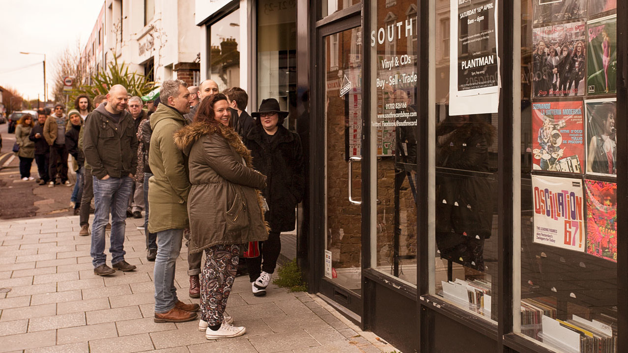 Shoppers at South Record Shop in Southend