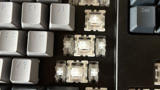Drop CTRL V2 with keycaps removed to show switches and stabilizers