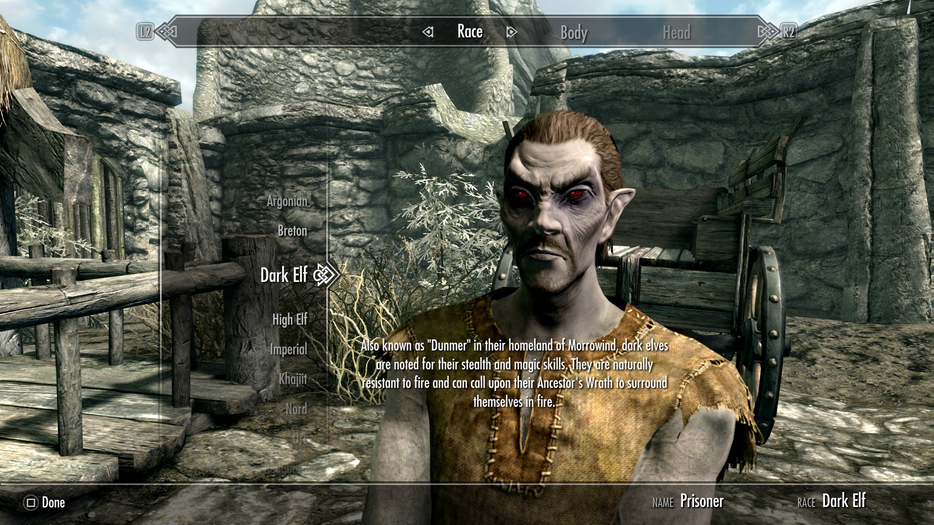 Skyrim character creation - Dark Elf