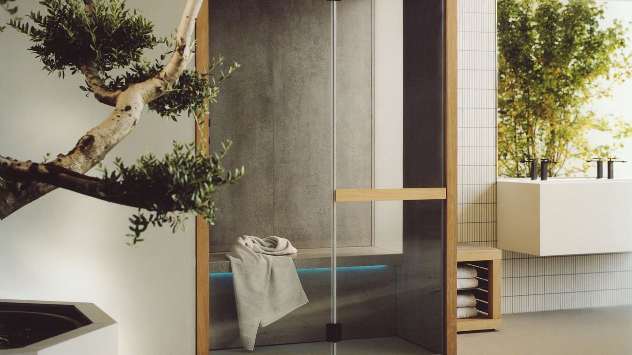 A spa-bathroom with a steam shower room