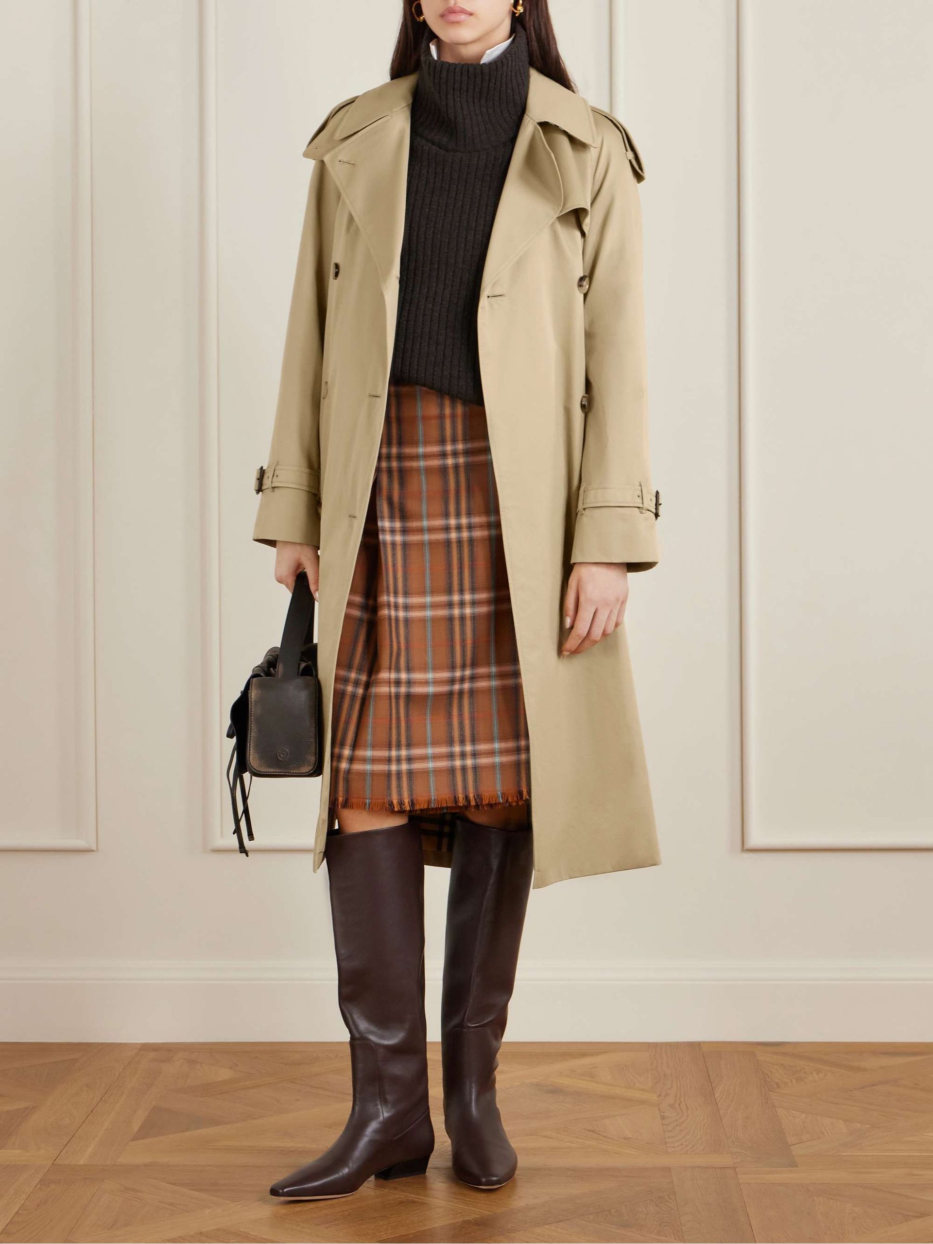 Castelford Double-Breasted Belted Cotton-Gabardine Trench Coat