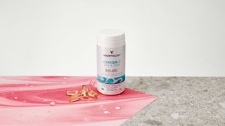 Vegetology Vegan Omega 3 container and capsules on a table