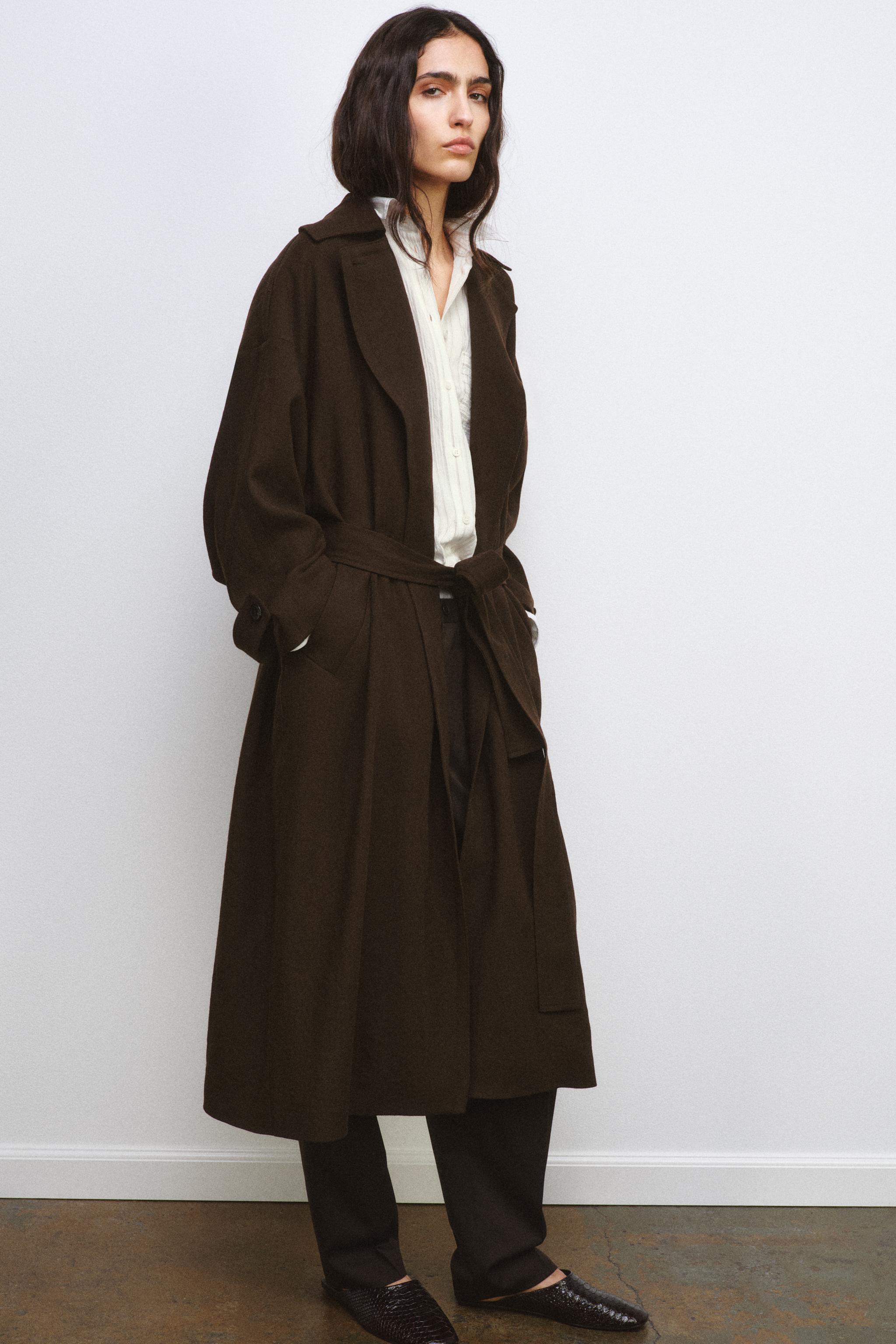 Flowy Wool Trench Coat Zw Collection Limited Edition