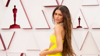 In this handout photo provided by A.M.P.A.S., Zendaya attends the 93rd Annual Academy Awards at Union Station on April 25, 2021 in Los Angeles, California.