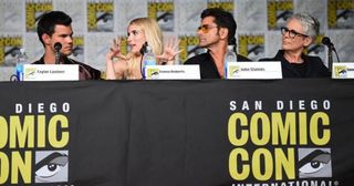 Taylor, Emma, John and Jamie at Comic-Con (Powers Imagery/AP)