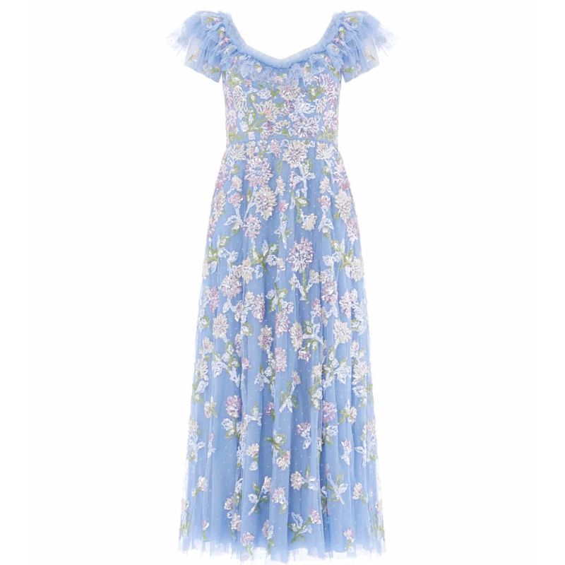 sequined cornflower blue dress
