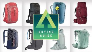 Collage of eight of the best women's hiking backpacks