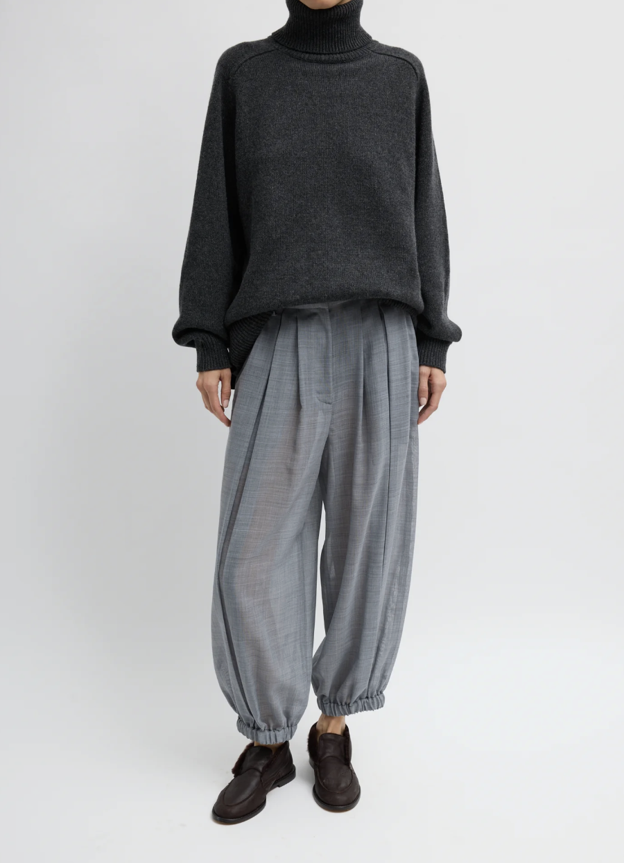 Tibi, Sheer Wool Gauze Pleated Balloon Pant