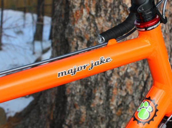 Trebon's frame uses custom geometry but he says it actually isn't far off from the largest size of Kona's stock Major Jake.