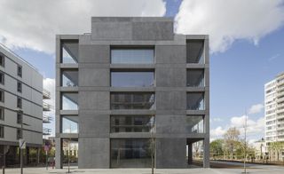 The grey concrete building