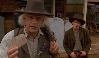 Back To The Future Part III Doc and Marty pondering a photograph in the old west