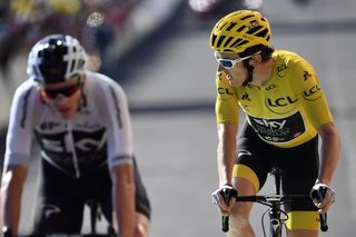 Geraint Thomas and Chris Froome finish stage 14 at the Tour de France