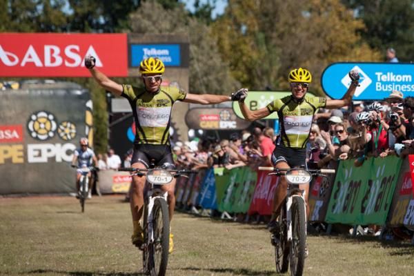 Mixed Winners Erik and Ariane Kleinhans of Contego finish during the final stage