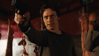 James McAvoy firing a gun in Wanted