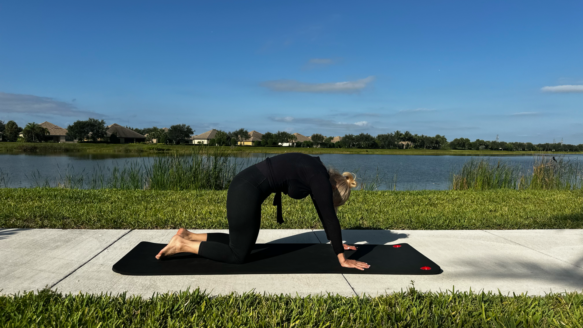Woman does an outdoor yoga flow