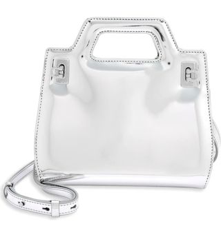 Wanda Mini Metallic Leather Top-Handle Bag