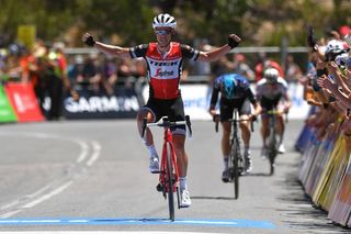 Richie Porte finishes ahead of Wout Poels and Daryl Impey atop Willunga Hill