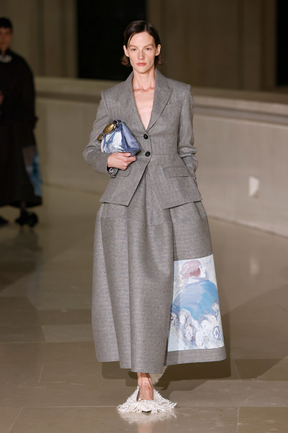 A model walks the runway at the ERDEM show during London Fashion Week February 2025