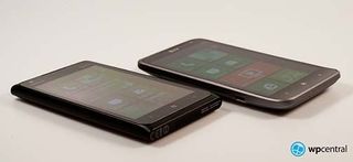 Nokia Lumia 900 and HTC Titan II left side