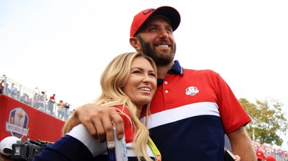 Dustin Johnson and Paulina Gretzky pose for a photo