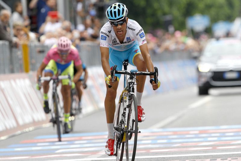 Fabio Aru (Astana) crosses the line for fourth place