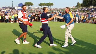 Jordan Spieth and Shane Lowry after their Ryder Cup singles match