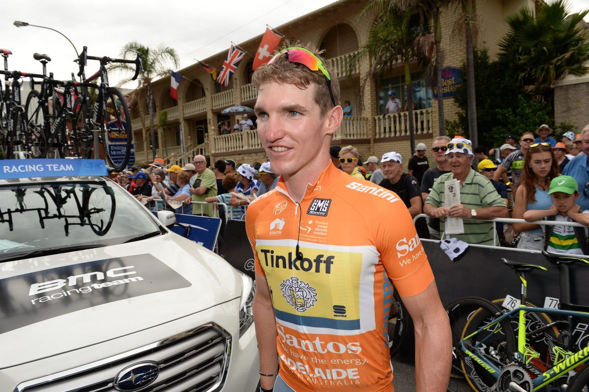 Race leader Jay McCarthy (Tinkoff)