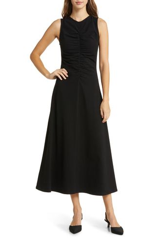 Ruched Front Sleeveless Maxi Dress
