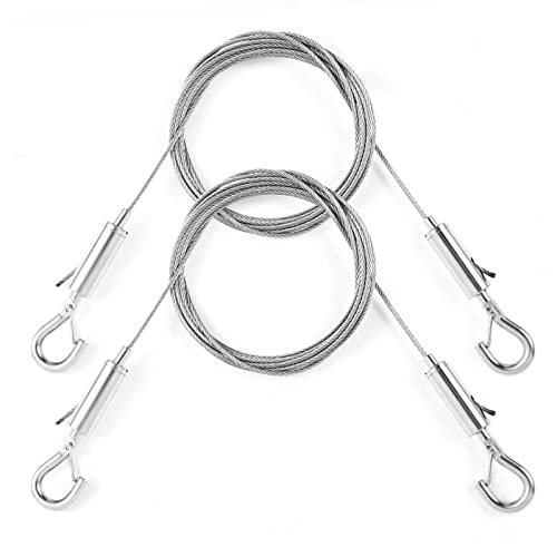 Sidenuo 2pcs Adjustable Picture Hanging Wire Kit,heavy Duty Stainless Steel Rope 2m X 1.5mm for Hanging Mirrors,frame,lamps,billboards,basket Flowerpot,holds Up to 66lbs(30kg)