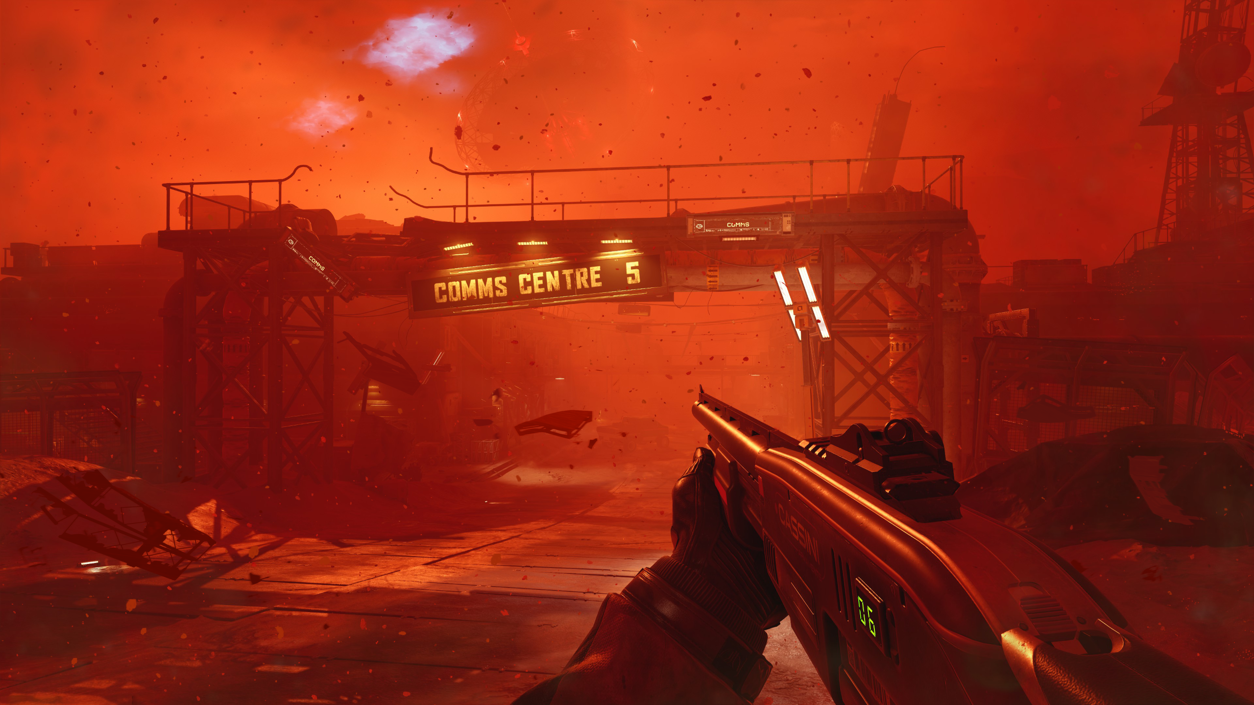 Screens from a sci-fi shooting game
