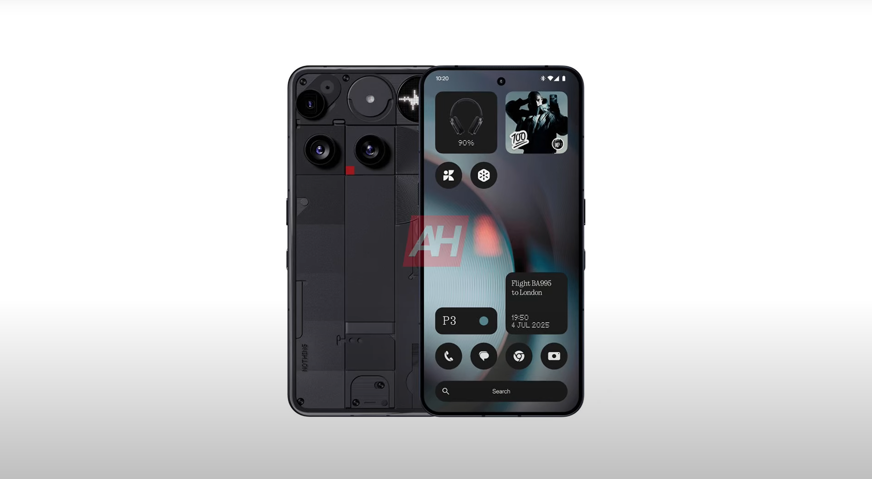 nothing phone 3 in black from front and rear