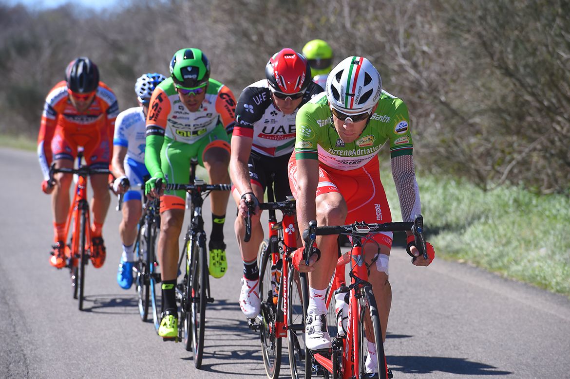 Davide Ballerini (Androni Sidermec) leads the breakaway