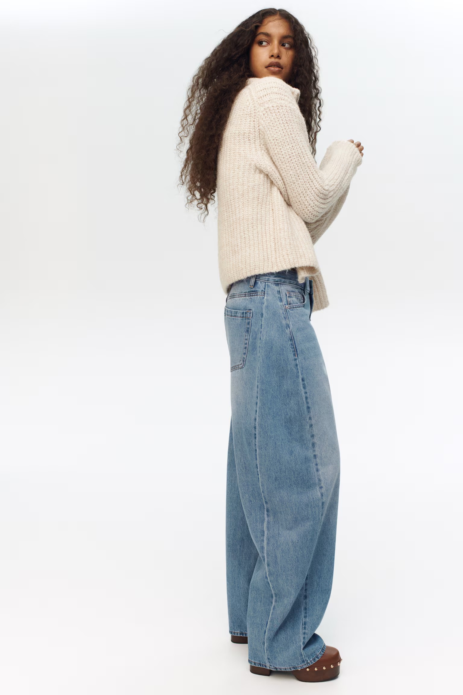Barrel Leg High Waist Jeans - Denim Blue