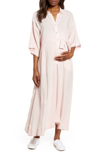 clothing, white, sleeve, dress, pink, neck, robe, beige, gown, cover up,