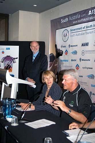 Peter Bartels, Chairman of the Australian Sports Commission, answers questions during today's media conference.