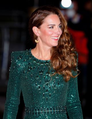Kate Middleton curly hair - Catherine, Duchess of Cambridge attends the Royal Variety Performance at the Royal Albert Hall on November 18, 2021 in London, England