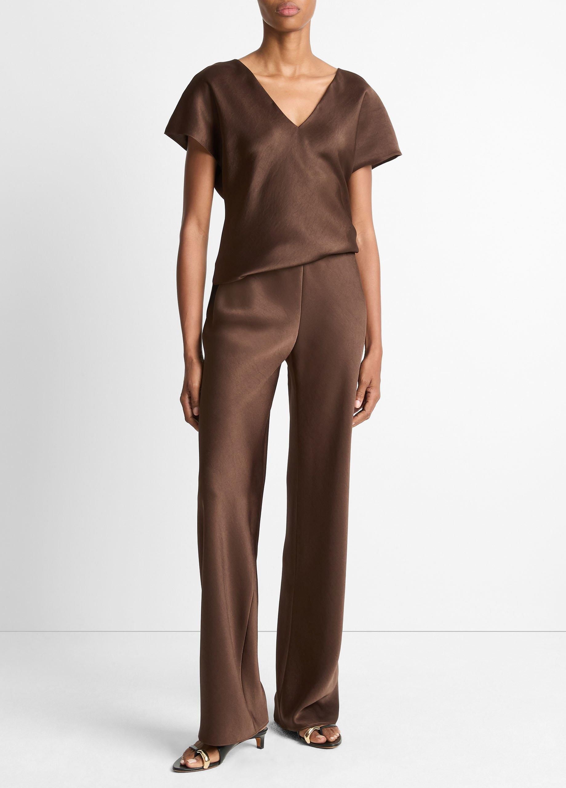 Colette High-Rise Fluid Satin Bias Pant