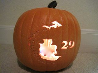 An Expedition 29 Halloween pumpkin carved by Liz Warren.
