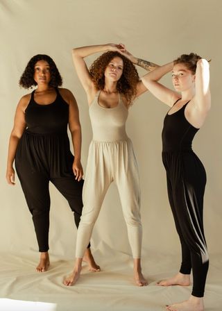 three women wearing activewear sets from Imbodhi