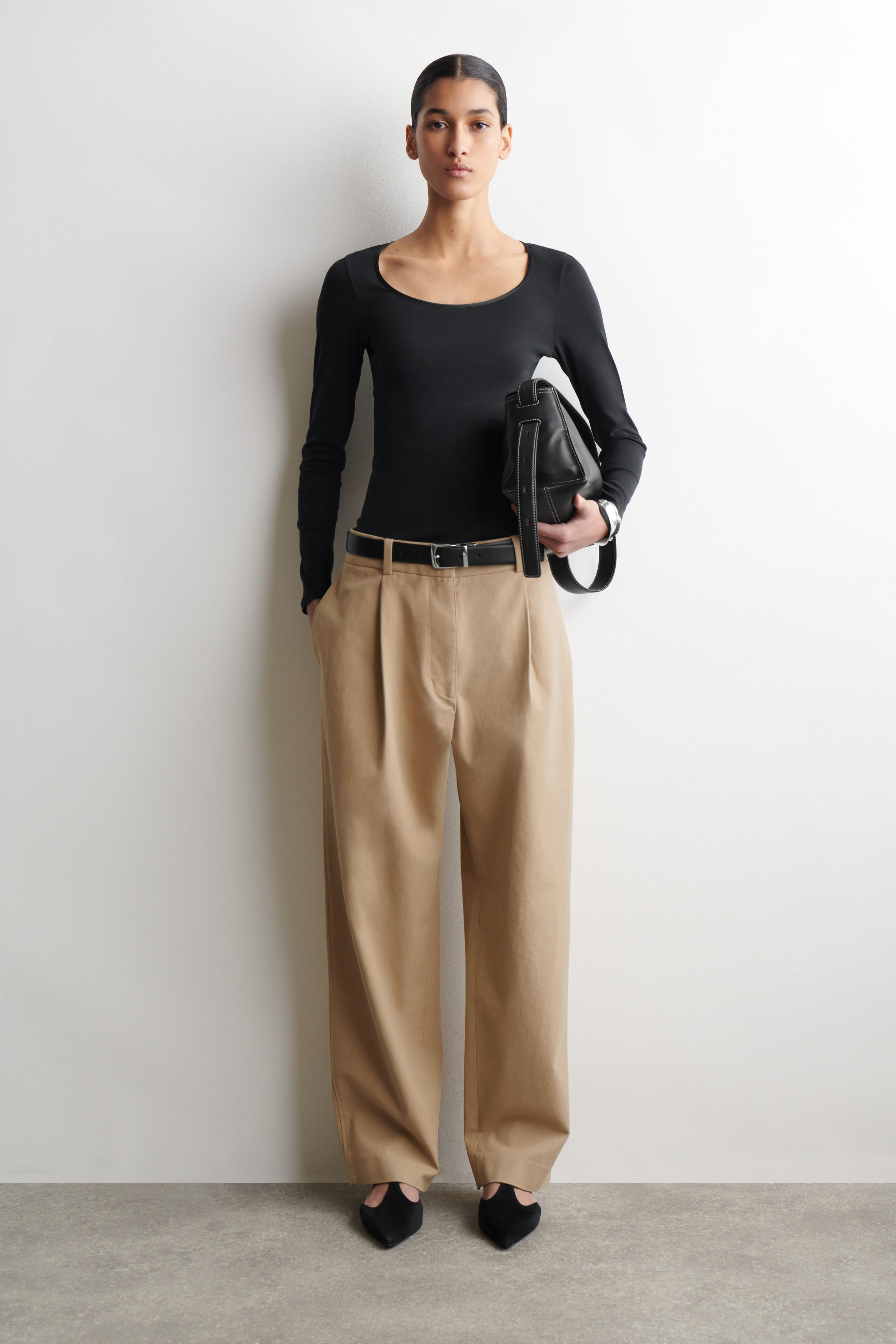 Cotton-Twill Tapered Trousers